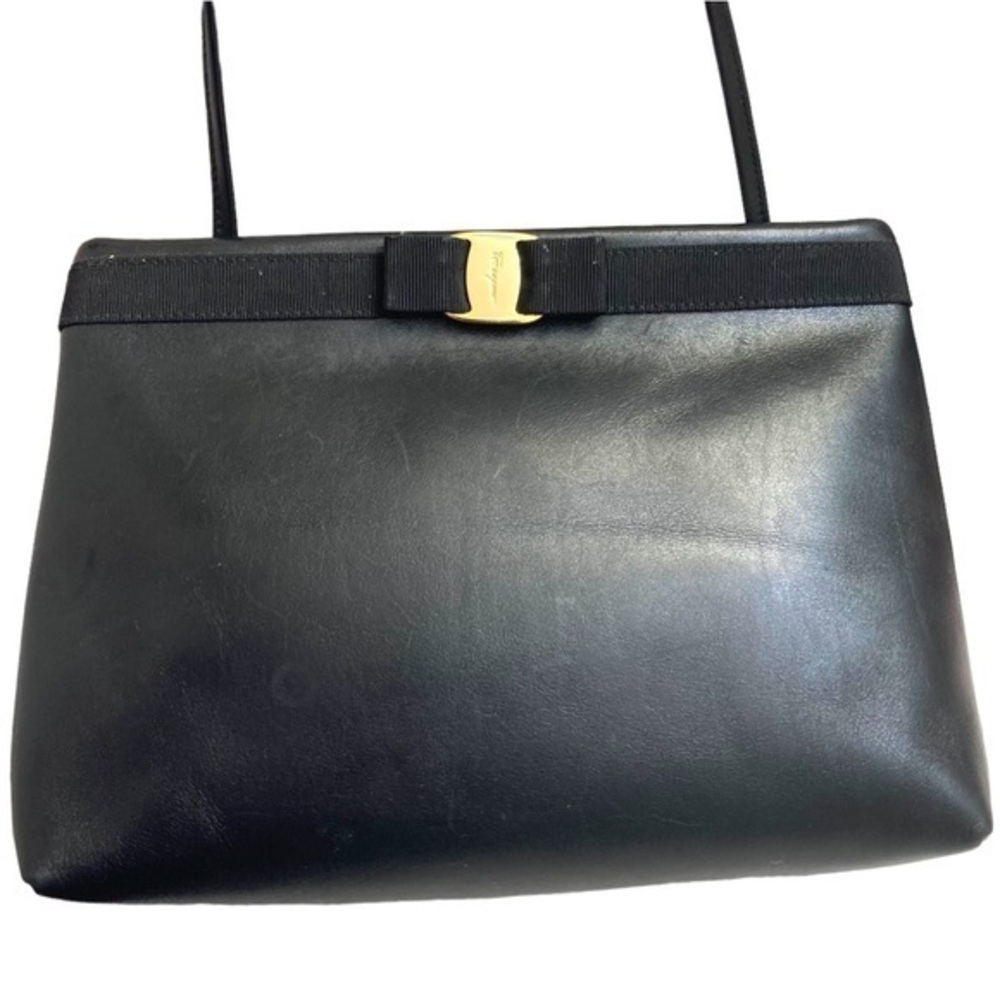 Salvatore Ferragamo black leather crossbody bag
